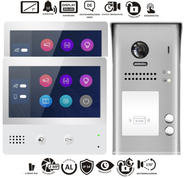 Preview: 2 Familien Videotürsprechanlage Video Sprechanlage ZD471+DT607 Aufputz